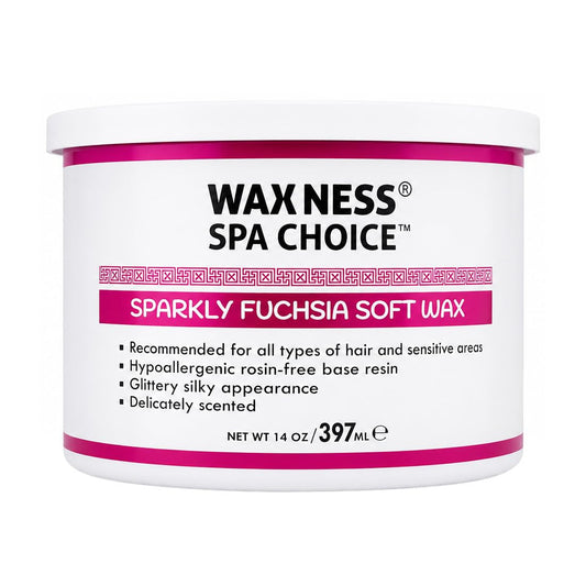 Waxness Spa Choice Rosin Free Sparkly Fuchsia Soft Wax Tin 14 oz / 397 ml Beauty and Personal Care Waxness