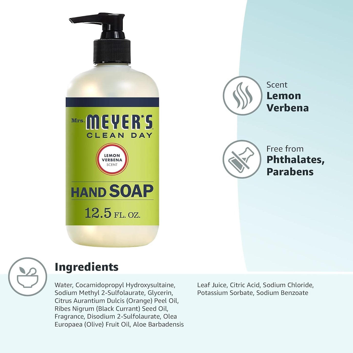 Mrs. MEYER'S CLEAN DAY Hand Soap, Lemon Verbena, 12.5 fl. oz (Pack of 3) Beauty & Personal Care Mrs. MEYER'S