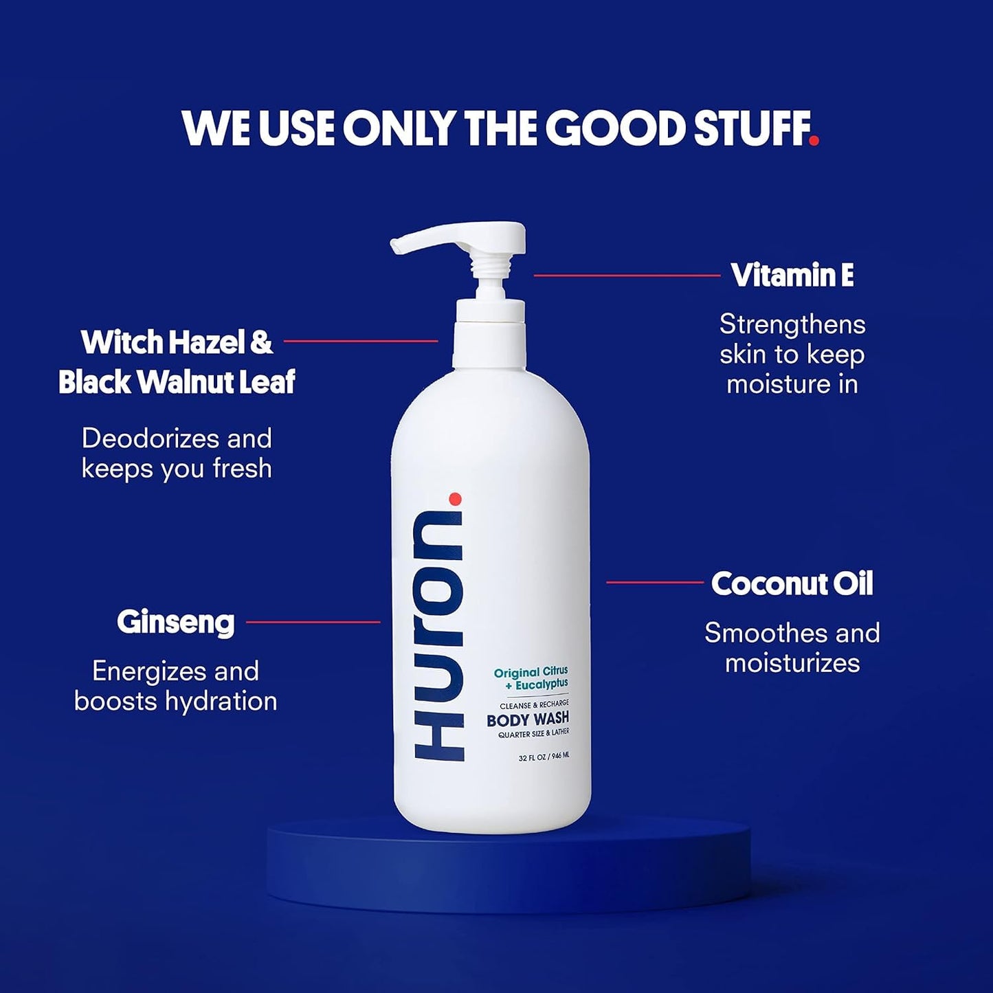 Huron Shower Kit for Men and Women - Shampoo, Conditioner & Body Wash with Citrus + Eucalyptus Scent, Hydrating, Phthalate-Free, non-toxic Ingredients Beauty & Personal Care Huron