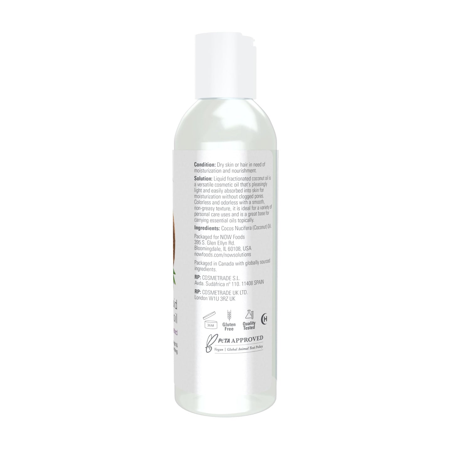 NOW Foods Solutions, Liquid Coconut Oil, Light and Nourishing, Promotes Healthy-Looking Skin and Hair, 4-Ounce Beauty & Personal Care NOW Foods