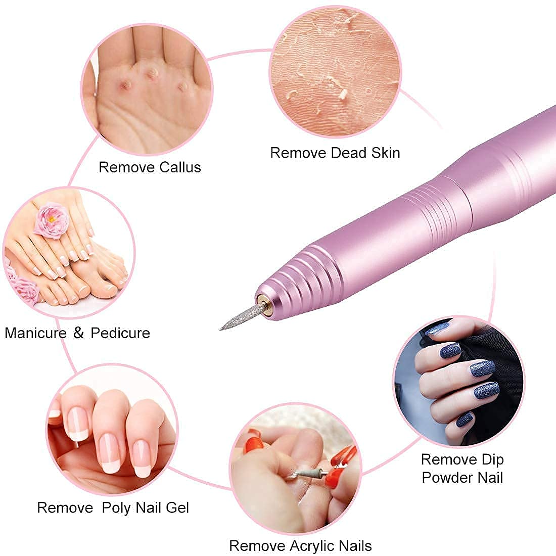 Portable Electric Nail Drill Machine, Professional 20000 RPM USB Manicure Pedicure Drills for Acrylic Nails Gel Polishing Shape Tools Beauty & Personal Care OVX