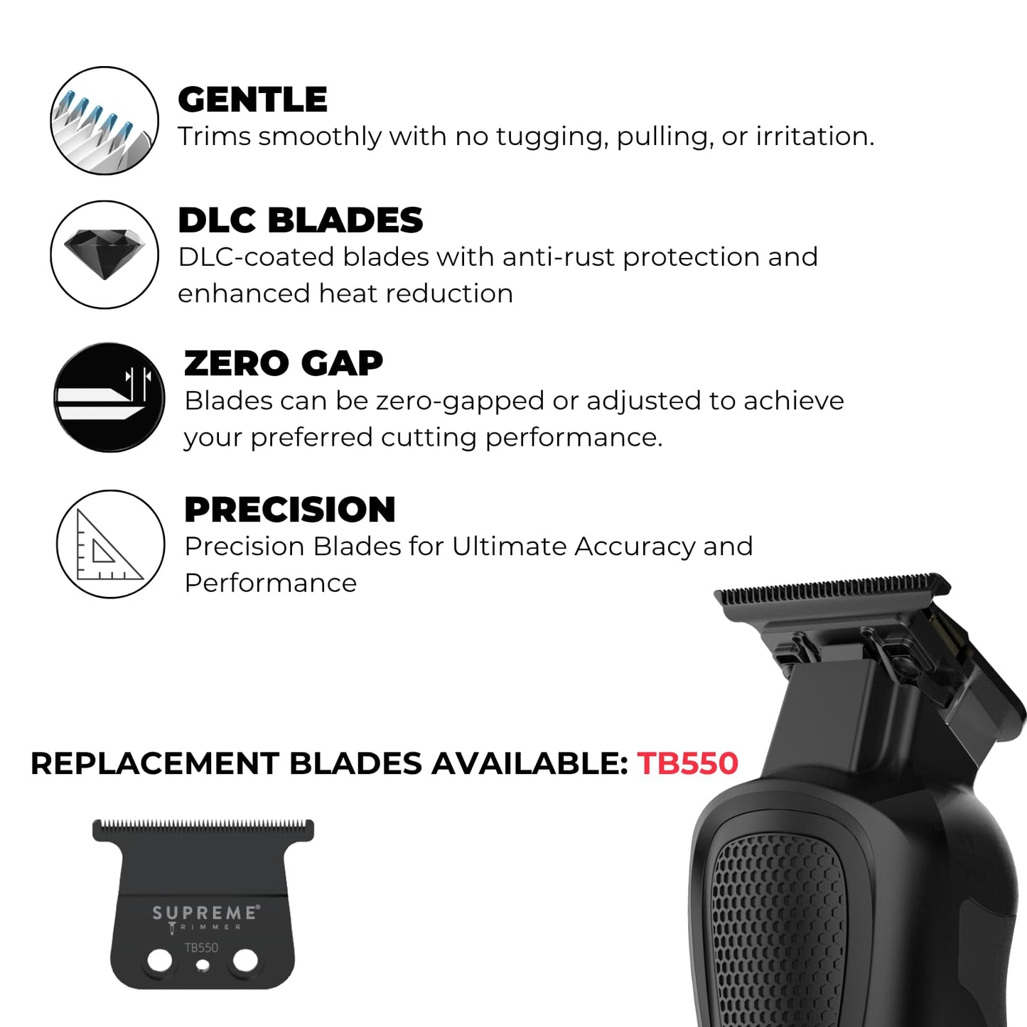 Supreme Trimmer Darkstar 82 Metal Body Barber Trimmer w. Magnetic Vector Motor - 180 Min Run Time, 9100 RPM Low Noise & Vibration - Professional Beard Beauty and Personal Care Supreme Trimmer