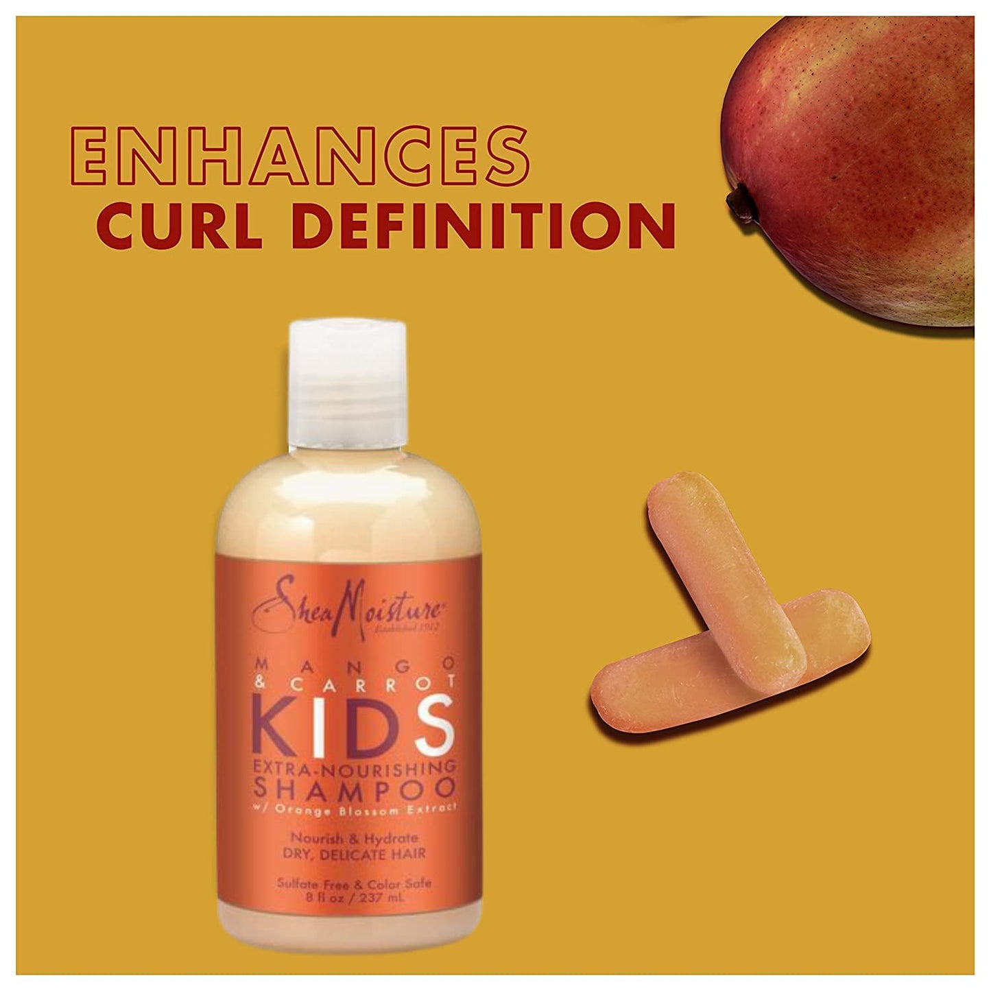 Shea Moisture Kids Shampoo - Extra-Nourishing Shea Butter, Mango & Carrot Hair Detangler with Orange Blossom Extract, Sulfate-Free Shampoo for Kids, 8 Beauty & Personal Care Shea Moisture