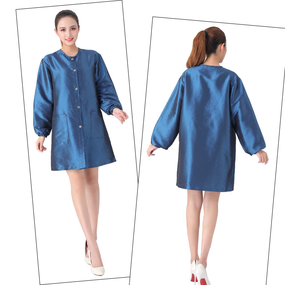 KAHOT Professional Salon Barber Smock Stylist Jacket Cosmetology Uniform Hairdressing Cape Workwear Pet Grooming Coveralls (Blue, XL) Beauty & Personal Care KAHOT
