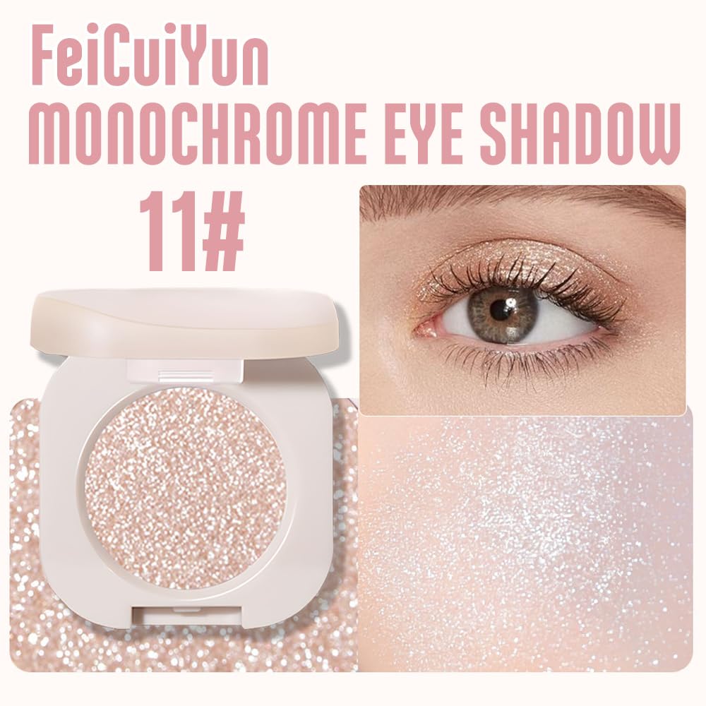 FeiCuiYun Glitter Shimmer Sparkle Eye Shadow Palette Makeup for Older Women, Pearl White Silver Glitter Shimmer Metallic Holographic Iridescent Cream Beauty and Personal Care FeiCuiYun