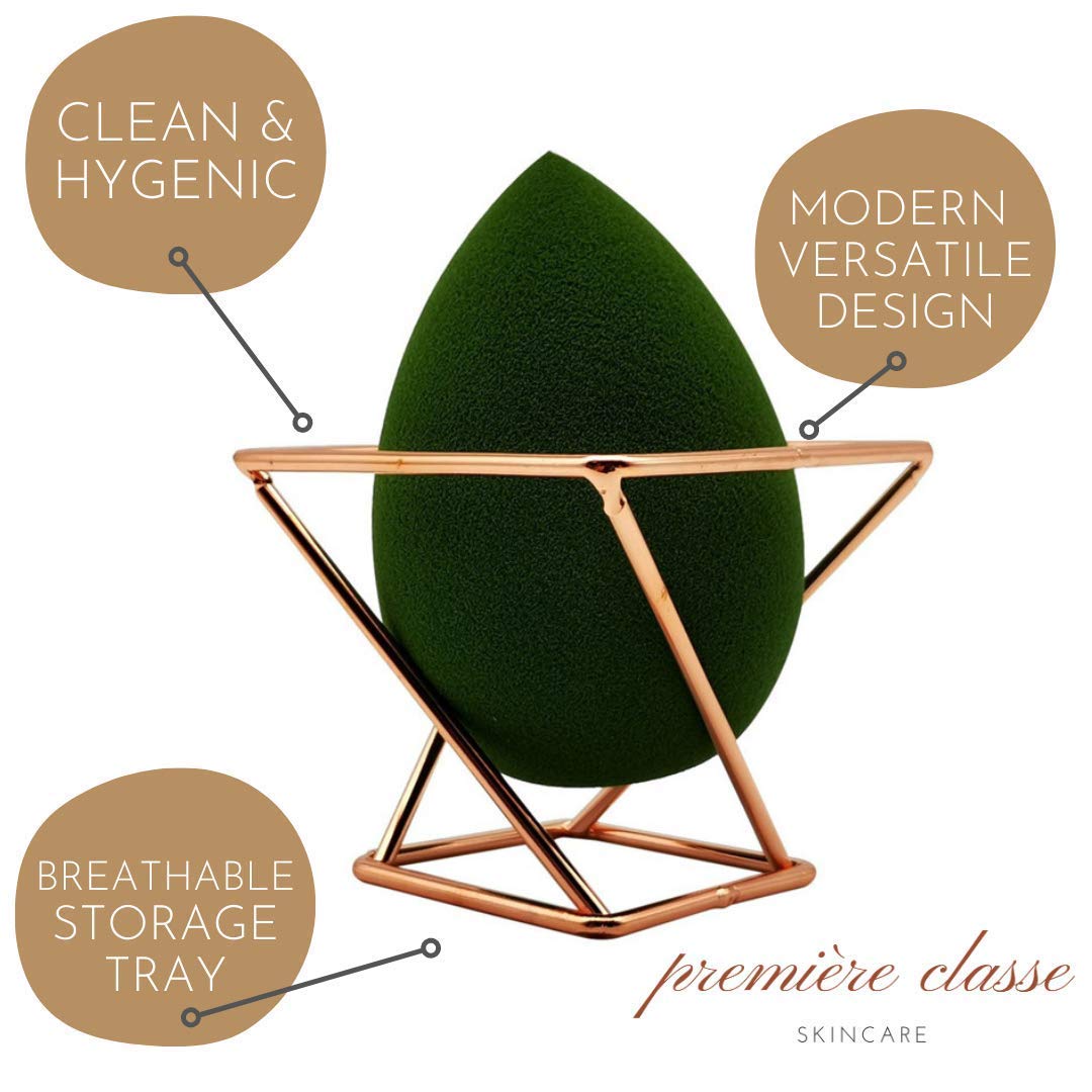 Première Classe Skincare - Beauty Sponge Holder - Rose Gold Foundation Beauty Blender Holder - Makeup Brush Organizer Rack Case - Vanity Storage Beauty & Personal Care Première Classe Skincare