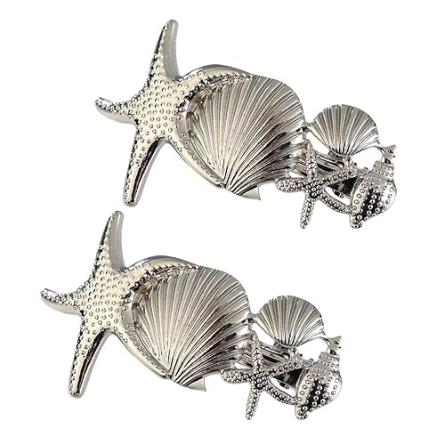 2 Pack Metal Starfish Shell Hair Clips French Clips Hair Barrettes Hair Pins Hair Slide Stylish for Women Girl Gold or Silver Hair Jewelry Accessories Beauty & Personal Care DAONACO