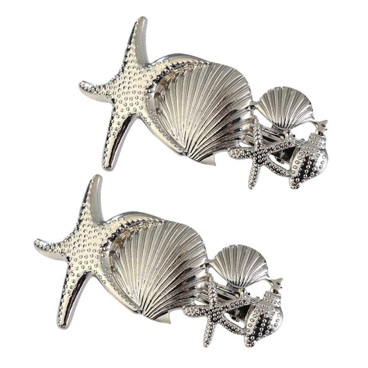 2 Pack Metal Starfish Shell Hair Clips French Clips Hair Barrettes Hair Pins Hair Slide Stylish for Women Girl Gold or Silver Hair Jewelry Accessories Beauty & Personal Care DAONACO
