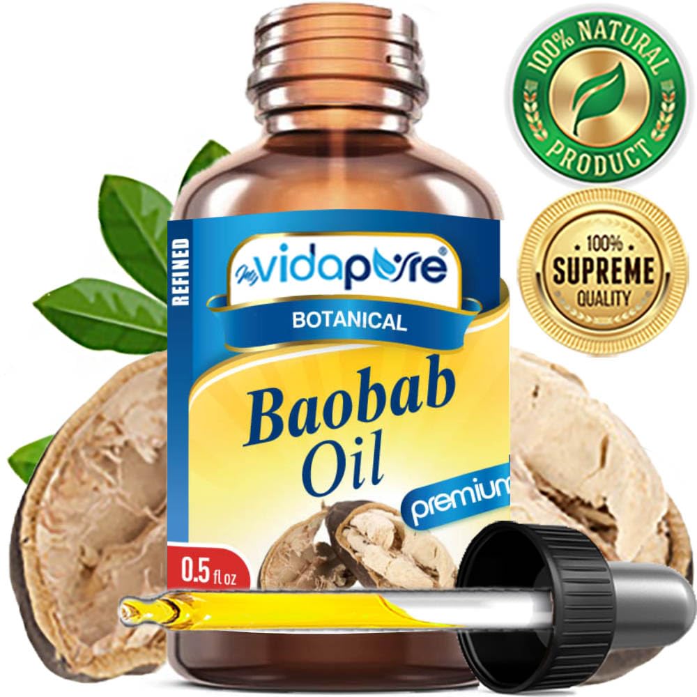 MYVIDAPURE 100% Pure BAOBAB OIL WILD GROWTH RAW for Skin, Hair, Lip and Nail Care. (0.5 Fl Oz) Beauty & Personal Care MYVIDAPURE