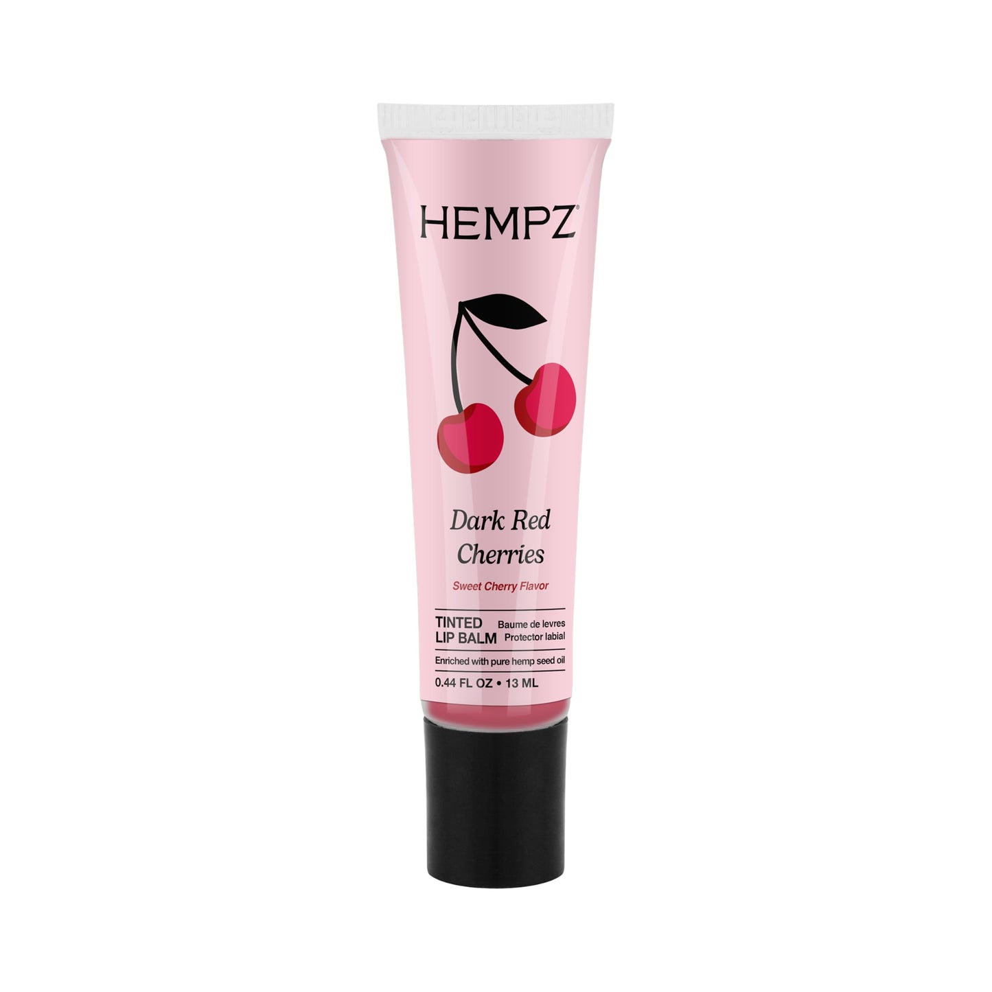 Hempz Cherry Tinted Lip Balm, hydrating gloss for dry cracked lips, Dark Red Cherries, .44 fl.oz. Beauty & Personal Care Hempz