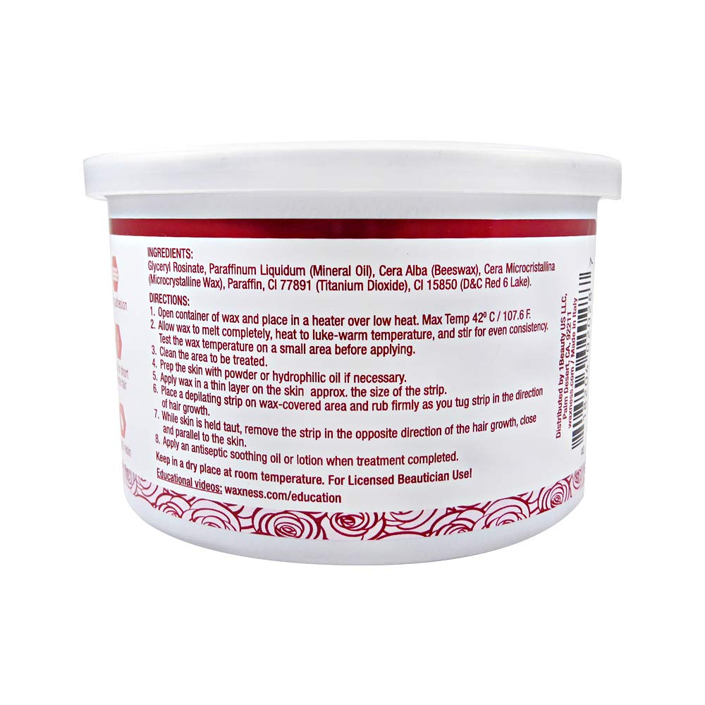 Waxness Creamy Soft Wax Tin Rose 14 oz (400 g) - Professional Strip Wax with Creamy Formula for Face & Body, Ideal for Coarse Hair - Made in Italy Beauty and Personal Care Waxness