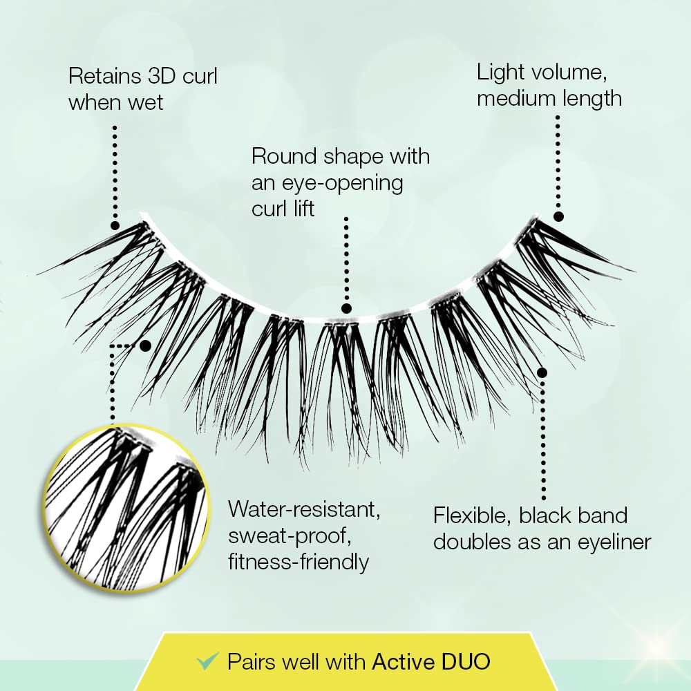 Ardell Active Lashes Physical - Waterproof, Natural Look False Eyelashes for Everyday Wear, 1 Pair