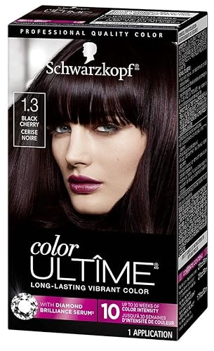 Schwarzkopf Color Ultime 1.3 Black Cherry Hair Dye, Permanent Intense Black with Diamond Brilliance, Fade-Resistant, Covers Grays, All Hair Textures Beauty & Personal Care Schwarzkopf