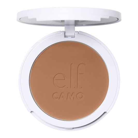 e.l.f. Camo Powder Foundation, Lightweight, Primer-Infused Buildable & Long-Lasting Medium-to-Full Coverage Foundation, Medium 375 N Beauty & Personal Care e.l.f.