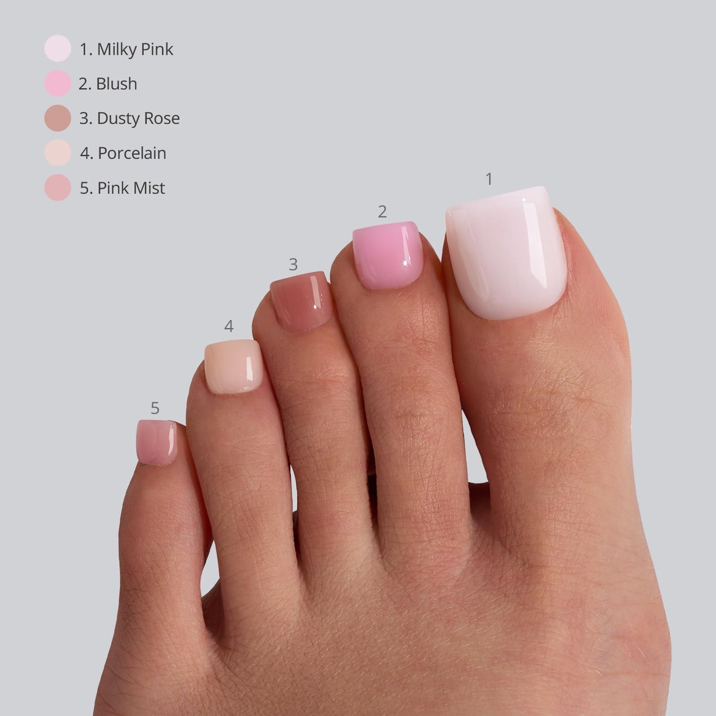 BTArtboxnails XCOATTIPS Bare 5-Shade Nude Press On Toenails, S-L Square Beauty and Personal Care BTARTBOXNAILS