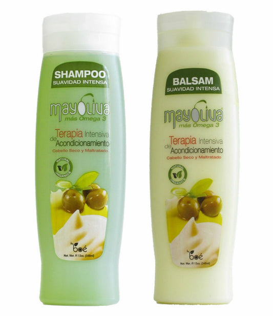 Mayoliva Mas Omega 12oz.- Shampoo & Balsam Rinse Set (Dominican Hair) Beauty & Personal Care Mayoliva