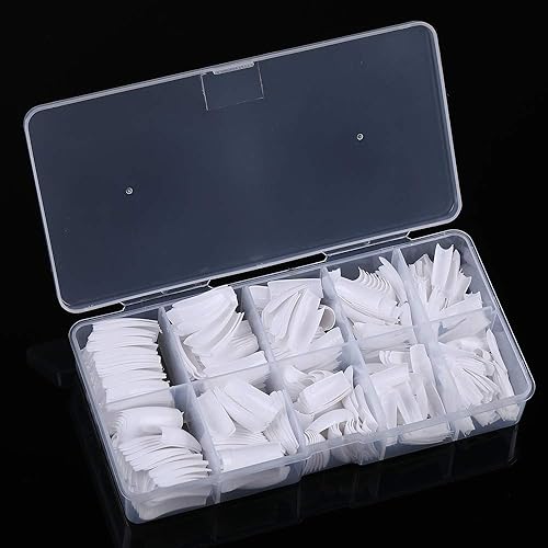 Yimart French False Nail Tips French Nail Art Tips 500pcs White French Acrylic Style Artificial False Nails Tips With Box (White) Beauty & Personal Care Yimart