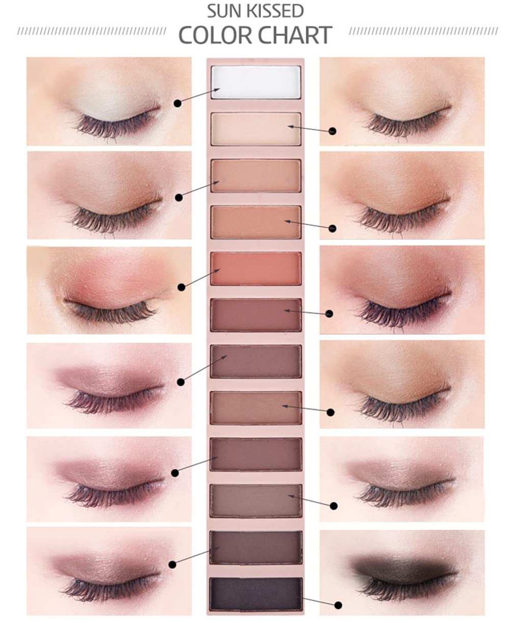 BOLOPER 2 Pack 12 Colors Makeup Nude Colors Eyeshadow Palette Natural Nude Matte Shimmer Glitter Pigment Eye Shadow Pallete Set Waterproof Smokey