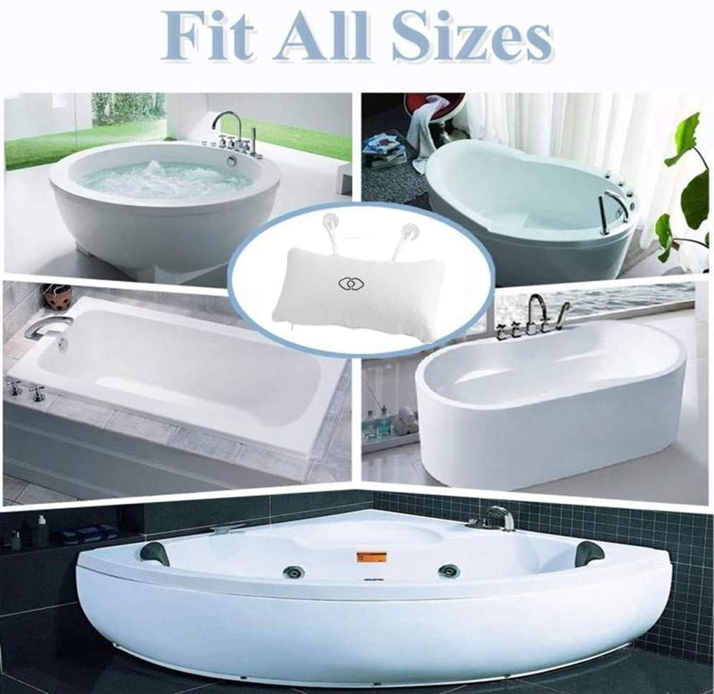 Qioni Bathtub Pillow, Non-Slip Bathtub Spa Pillow Bath Cushion Bathtub Pillow Head Neck Support with Suction Cups for Spa or Bath Beauty and Personal Care Qioni