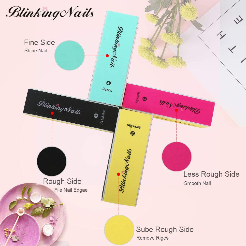 Nail Buffer, Nail Buffer Block, Nail Files and Buffers 4 Way Nail Buffer and Shine Kit - 4 Step Mini Natural Nail Polisher Sanding File Block Beauty & Personal Care BlinkingNails