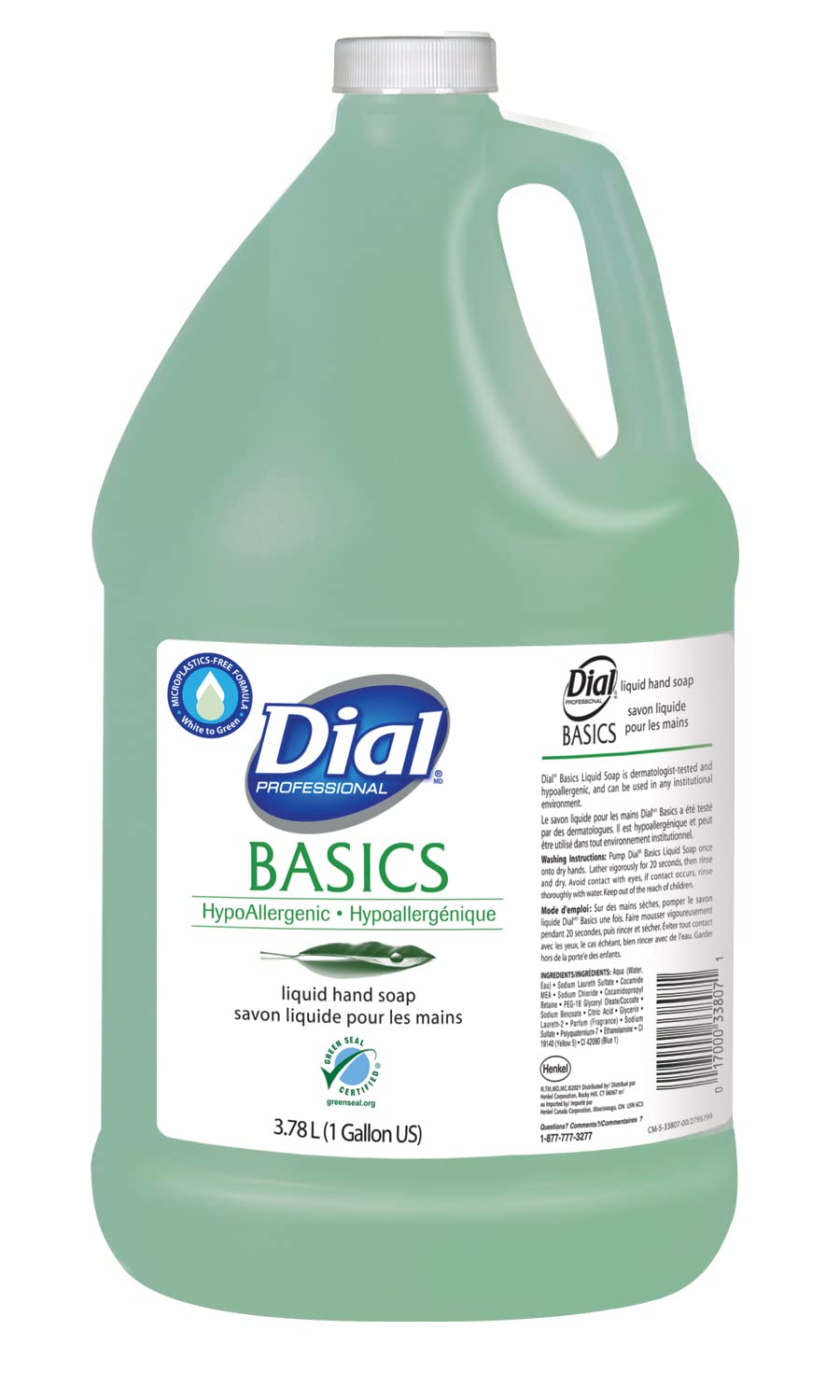 Dial Professional Basics Hypoallergenic Liquid Hand Soap, Green Seal Certified, 1 Gallon Bottle (Pack of 4) Beauty & Personal Care Dial