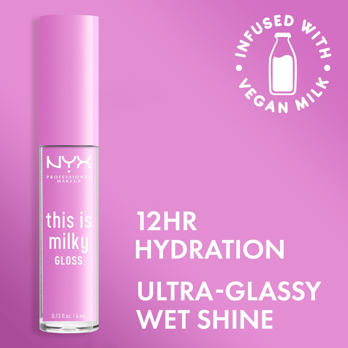 NYX PROFESSIONAL MAKEUP This Is Milky Gloss, Vegan Lip Gloss, 12 Hour Hydration - Lilac Splash (Sheer Baby Purple) Beauty & Personal Care NYX PROFESSIONAL MAKEUP