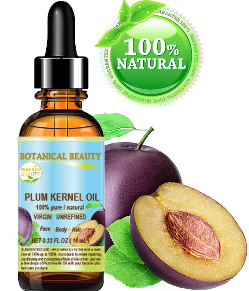 Botanical Beauty French PLUM KERNEL OIL 100% Pure Natural Virgin Unrefined Cold Pressed Carrier Oil 0.33 oz- 10 ml for Face, Skin, Hair, Lips, Nails. Beauty & Personal Care Botanical Beauty