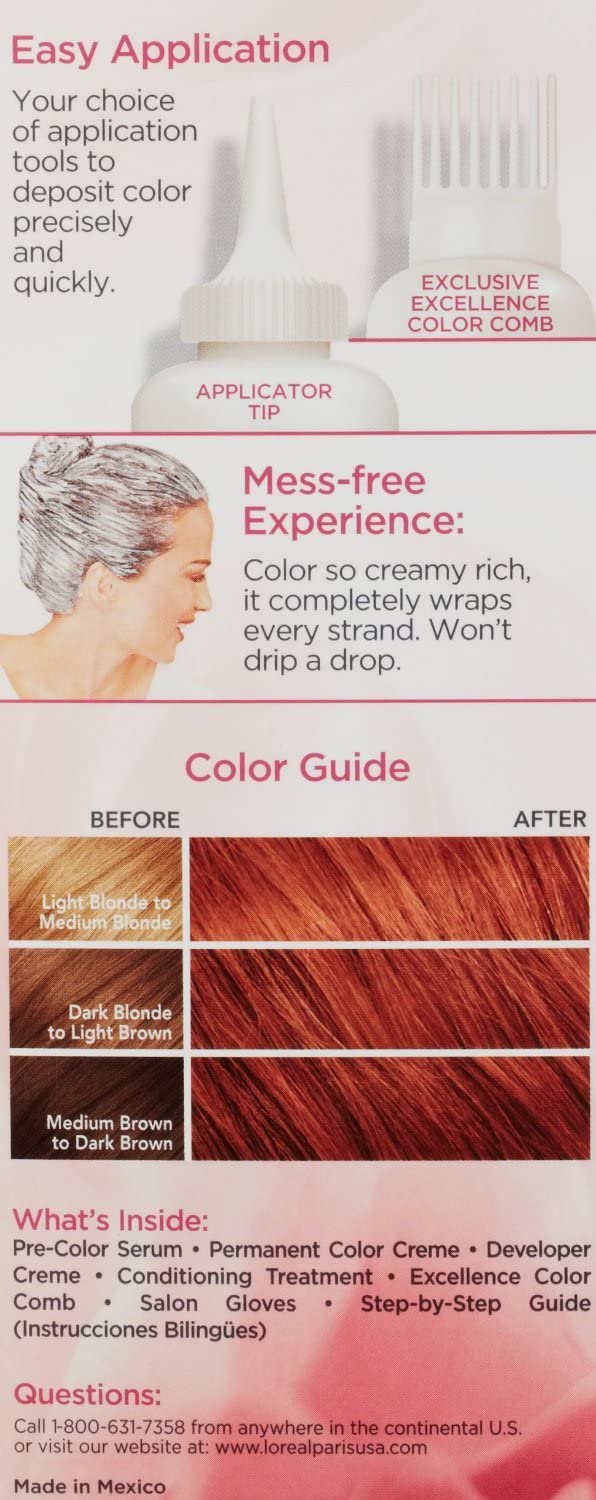 L'Oreal Paris Excellence Creme Triple Protection Hair Color, Light Auburn (Warmer) [6R] 1 ea (Pack of 3) Beauty & Personal Care L'Oreal Paris