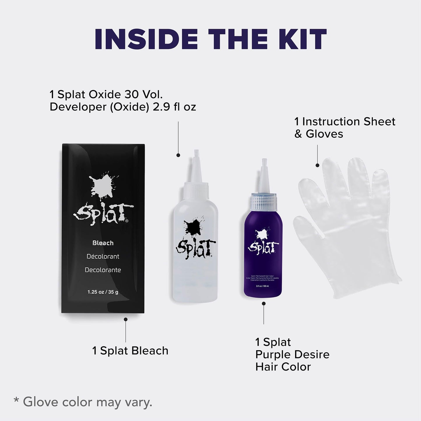 Splat Purple Desire Semi Permanent Hair Dye Kit with Bleach, 1 Application, Includes Purple Hair Dye, Oxide & Bleach Powder, Vegan & Cruelty Free Hair Beauty & Personal Care Splat