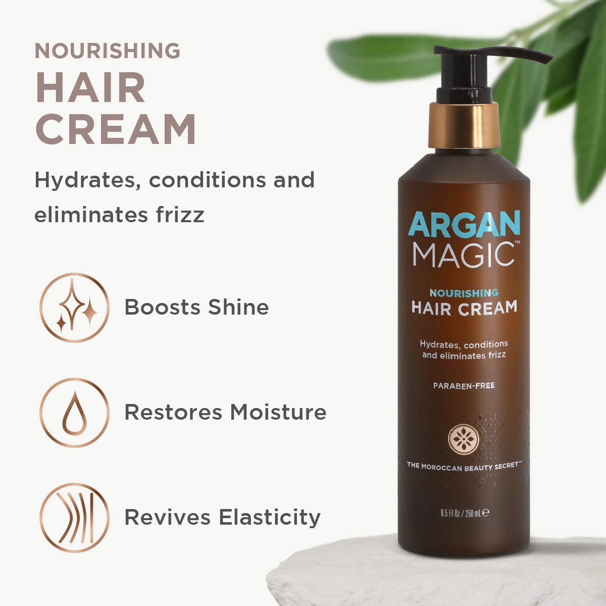 Argan Magic Nourishing Hair Cream - Hydrates, Conditions, and Eliminates Frizz for All Hair Types | Seals in Shine | Made in USA, Paraben Free Beauty & Personal Care Argan Magic
