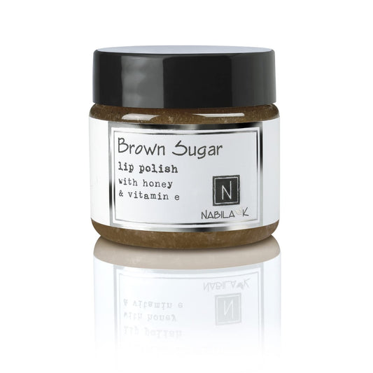 Brown Sugar Lip Polish, 1 oz by Nabila K - Hydrating Lip Exfoliator & Moisturizer with Honey and Vitamin E for Dry and Chapped Lips - Cruelty-Free Beauty and Personal Care Nabila K