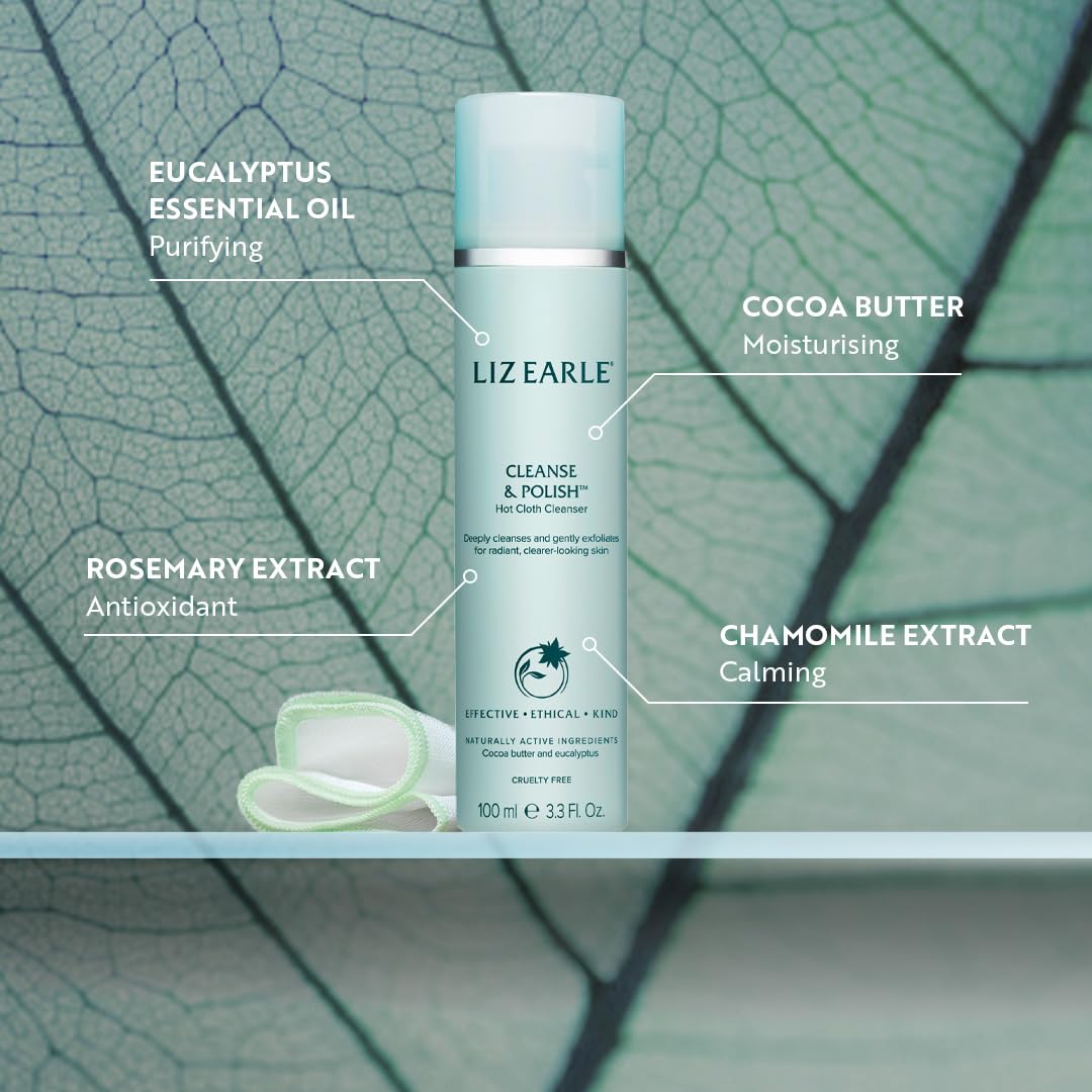 Liz Earle Cleanse & Polish Hot Cloth Face Wash - Gentle Facial Cleanser & Exfoliating Cotton Cloth - Boosts Hydration and Reveals Instant Radiance Beauty & Personal Care Liz Earle