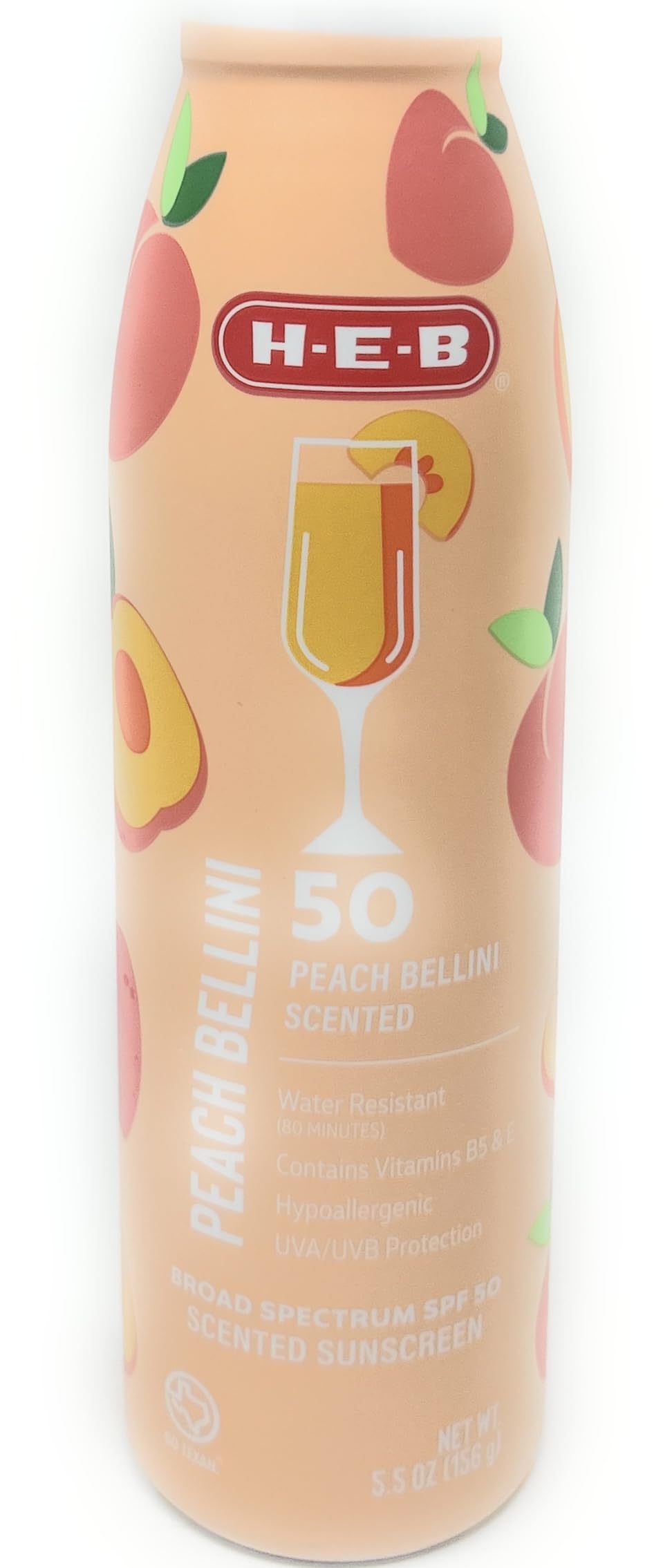 H-E-B Peach Bellini Scented Sunscreen Spray - SPF 50-5.5oz bottle Beauty & Personal Care H-E-B