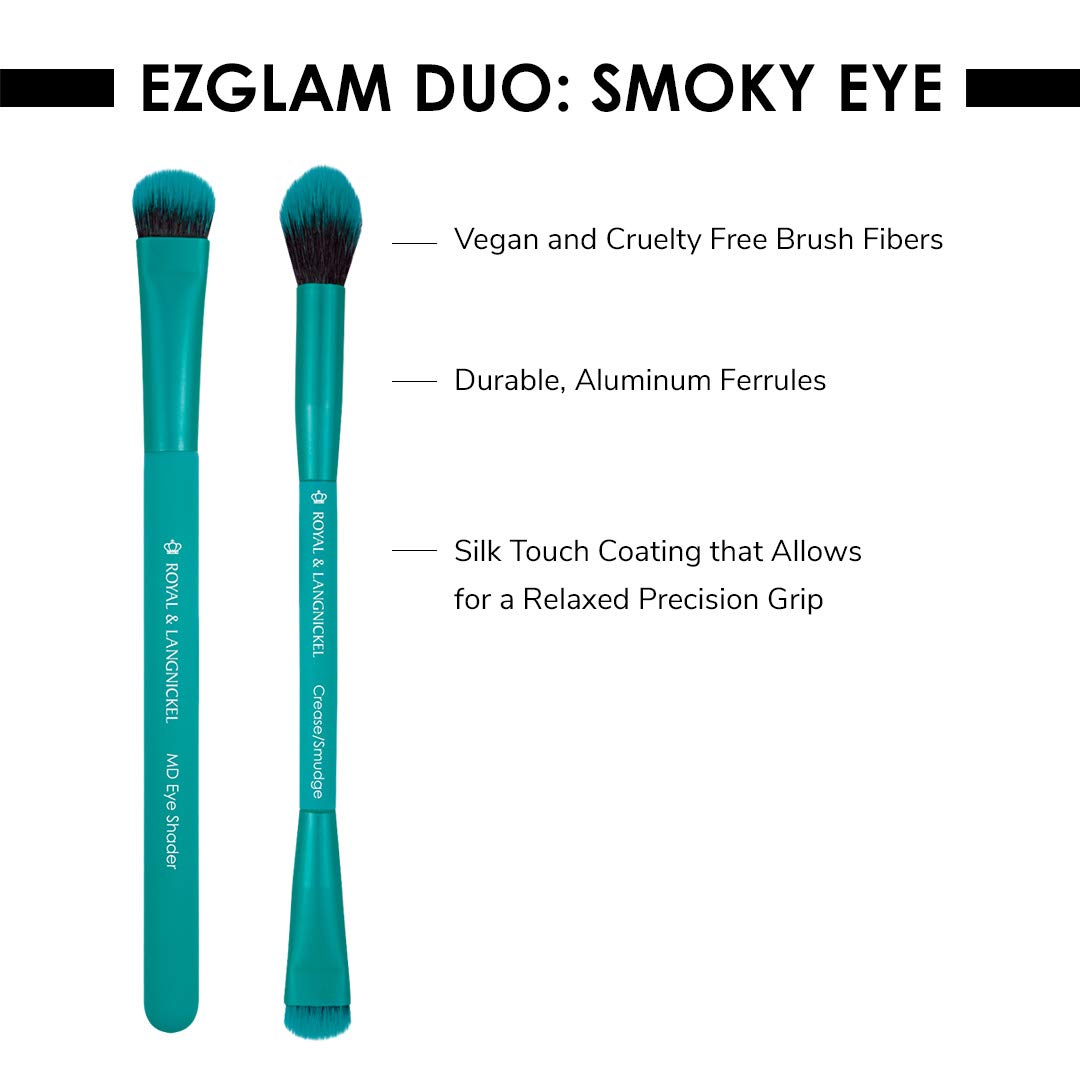 MODA EZGlam Duo Smoky Eye Travel-Size Makeup Brush Kit - Dual-Ended Eye Brushes for Blending & Defining, Vegan & Cruelty-Free Beauty & Personal Care MODA