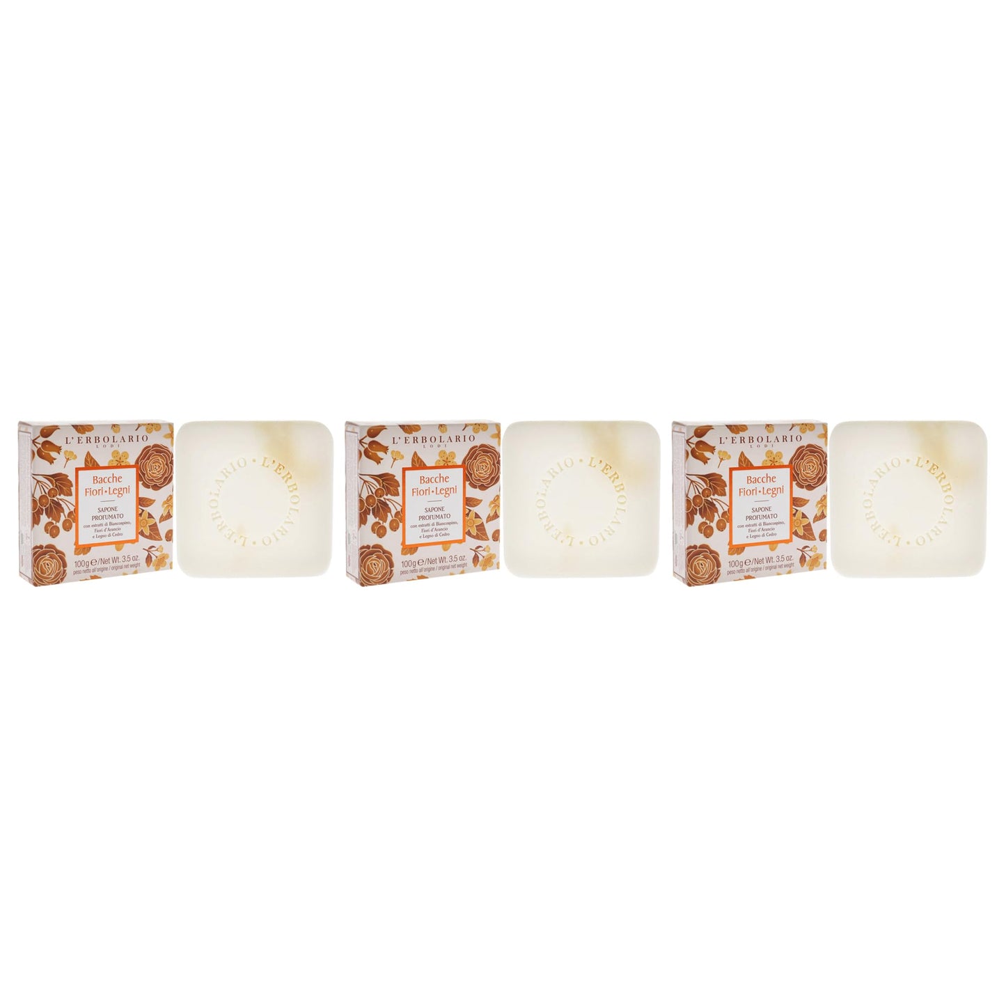 Perfumed Soap - Berries Flowers Wood - Pack of 3 by LErbolario for Unisex - 3.5 oz Soap Beauty & Personal Care L'Erbolario