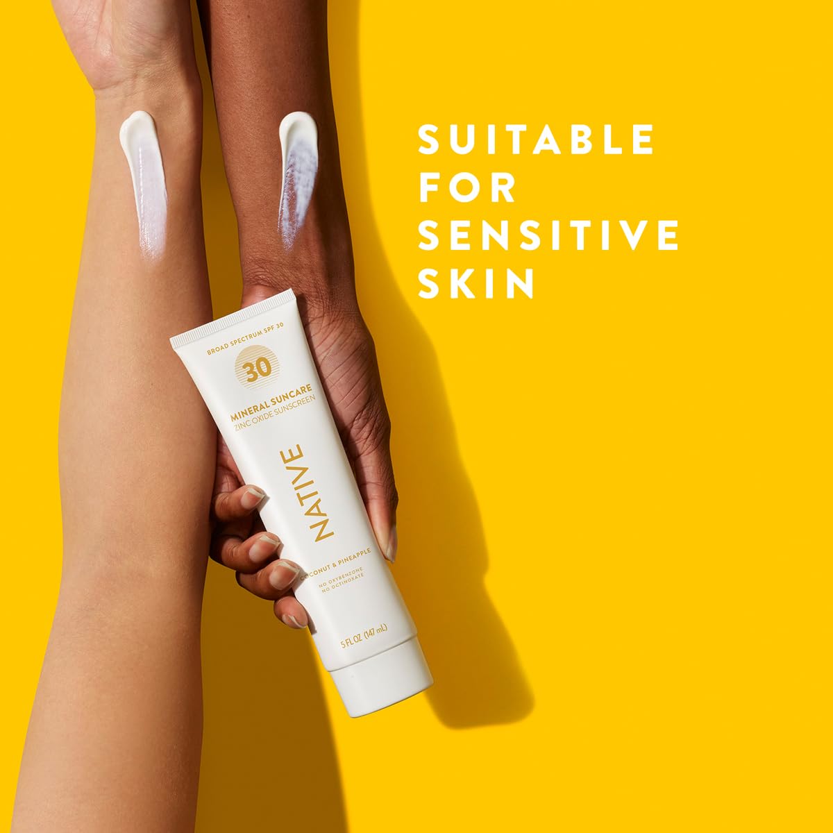 Native Sunscreen SPF 30, Zinc Oxide Dermatologist Tested Suitable for Sensitive Skin & Hawaii Compliant, 5 Ounces | Pineapple & Coconut Scent Sun Beauty & Personal Care Native