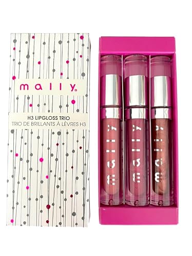 Mally H3 Lip Gloss Trio Gift Set - High-Shine Hydrating Lightweight - Shimmering Nude, Orchid Berry, Pink Daisy Beauty & Personal Care Mally Beauty