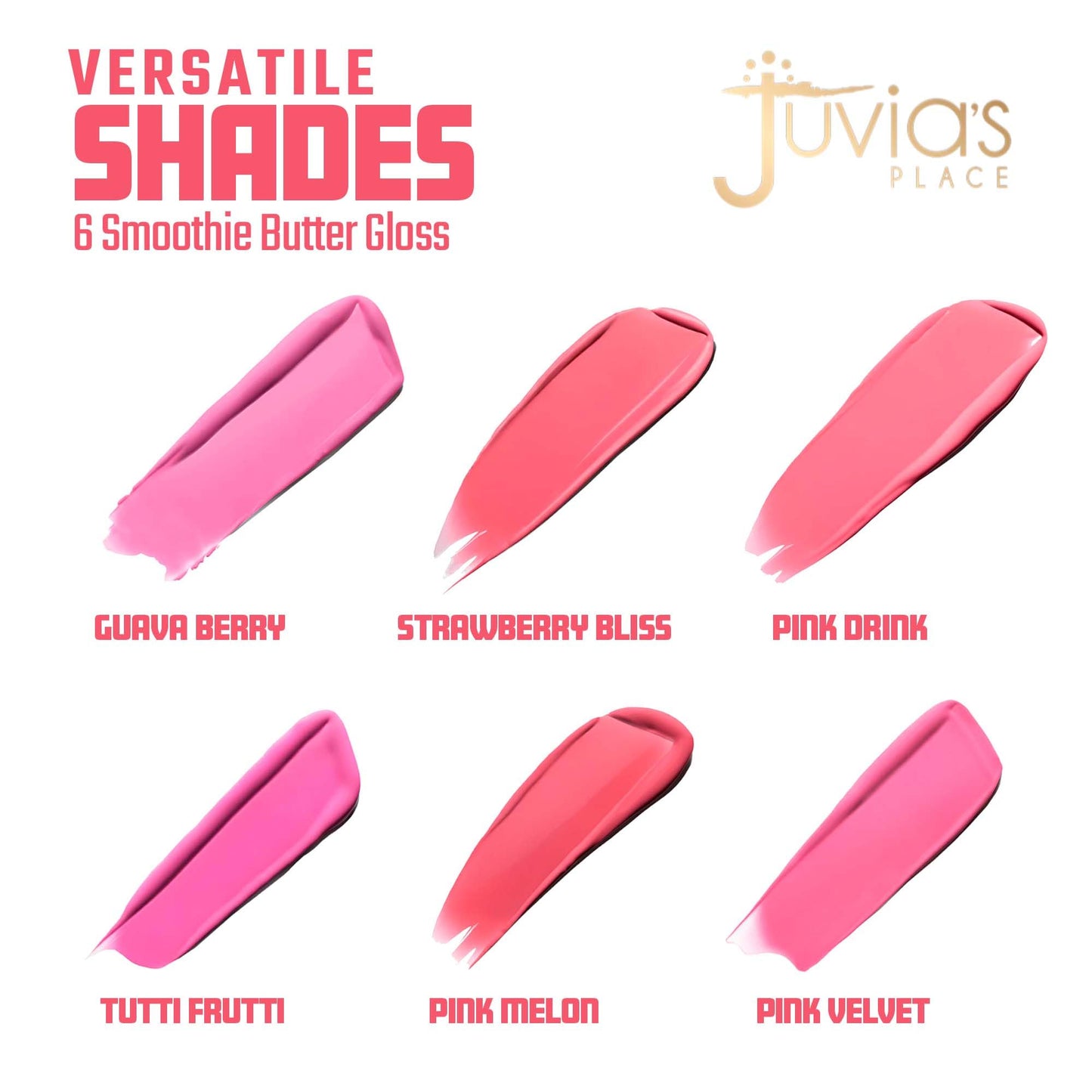 Juvia's Place Smoothie Lip Gloss Tutti Fruitty - Hydrating Cream Lipgloss with Pink & Mauve Tones - Non Sticky Plumping Glosses - High Shine Lipgloss Beauty & Personal Care Juvia's Place
