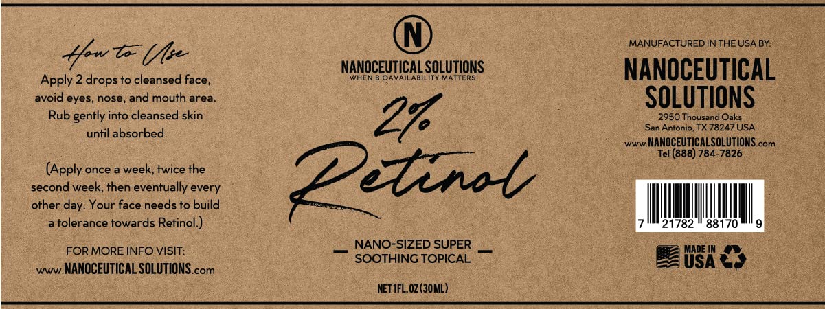 NANO RETINOL 2% collagen-boosting, wrinkle-reducing, potent hydrating serum, penetrates deep into skin leaving youthful looking complexion Beauty & Personal Care Nanoceutical Solutions