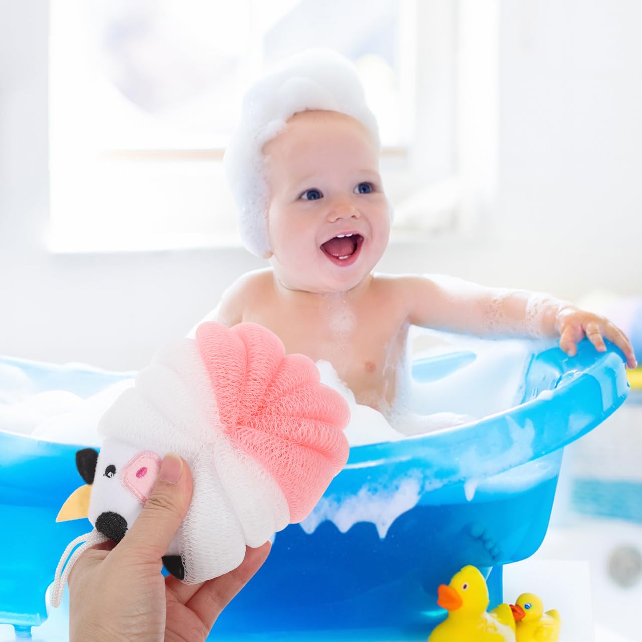 Baluue Cartoon Bath Balls 2 Pack Animal Shower Ball Body Scrubber Exfoliating Bathing Balls for Kids Soft Loofah Sponge for Gentle Skin Cleaning 5.51 Beauty and Personal Care Baluue