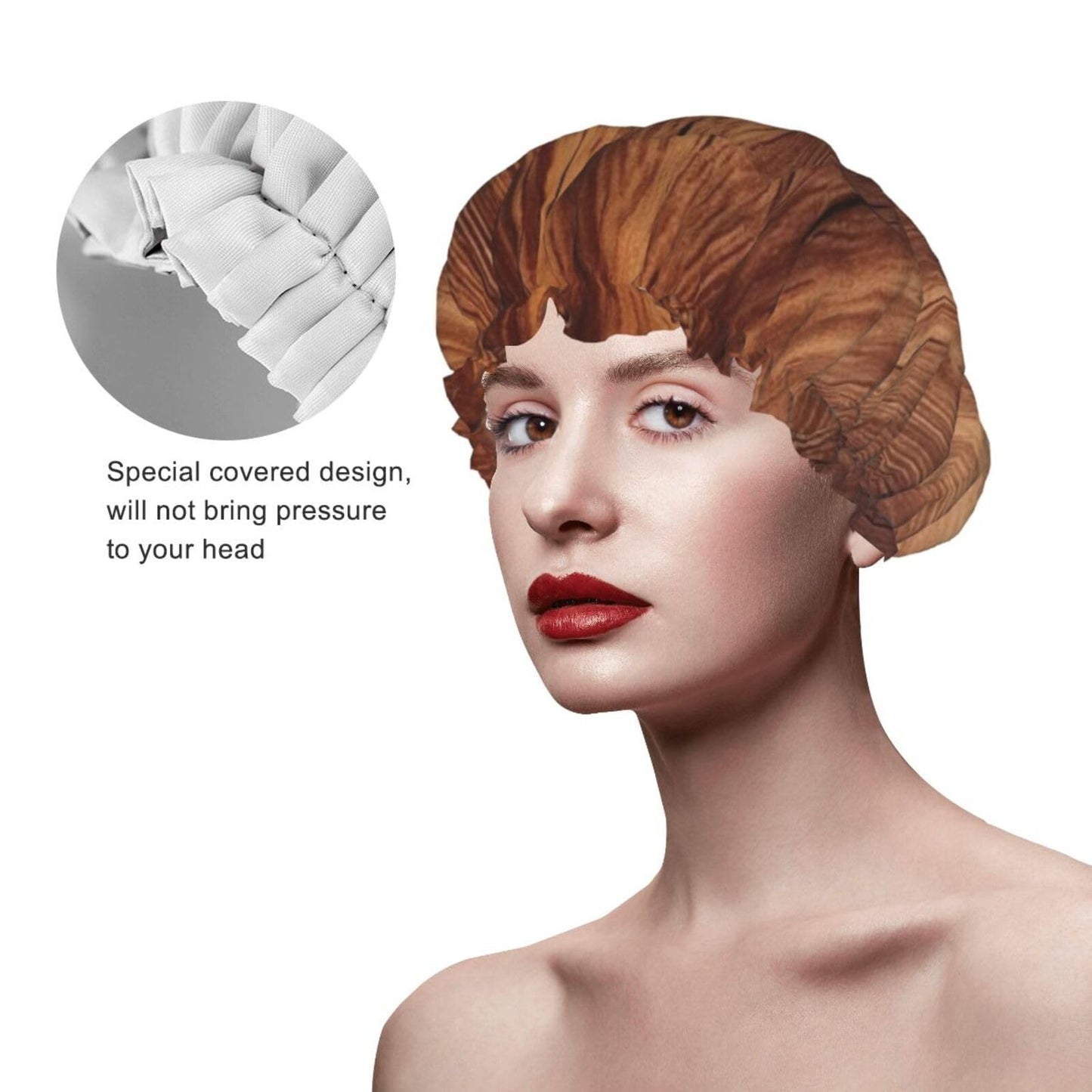 Brown Wood Grain Shower Cap for Women Men Large Reusable Shower Bonnet Double-Layer Waterproof Bath Caps Elastic Band Hair Hat for All Hairstyles Beauty and Personal Care BWLHJKE