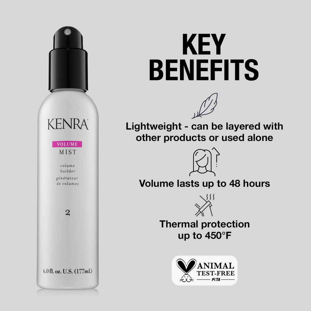 Kenra Professional Volume Mist 2 | Volume Builder | Lightweight, Fine Mist | Low Hold, Flexible Fininsh | Thermal Protection | Volume That Lasts Up