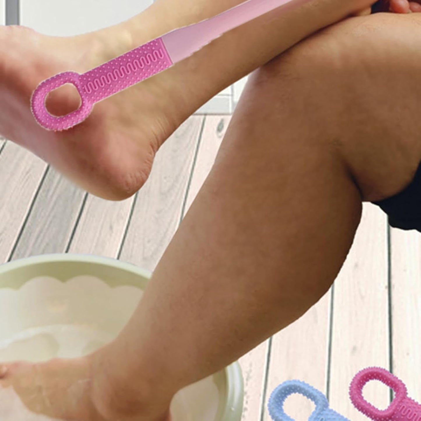 FAFOUR Toe Cleaning Brush, Silicone Bristles Foot Brush, Comfortable Silicone Bristles Toe Brush, Clean Dirt Between Toes, for Shower with Long Handle Beauty and Personal Care FAFOUR