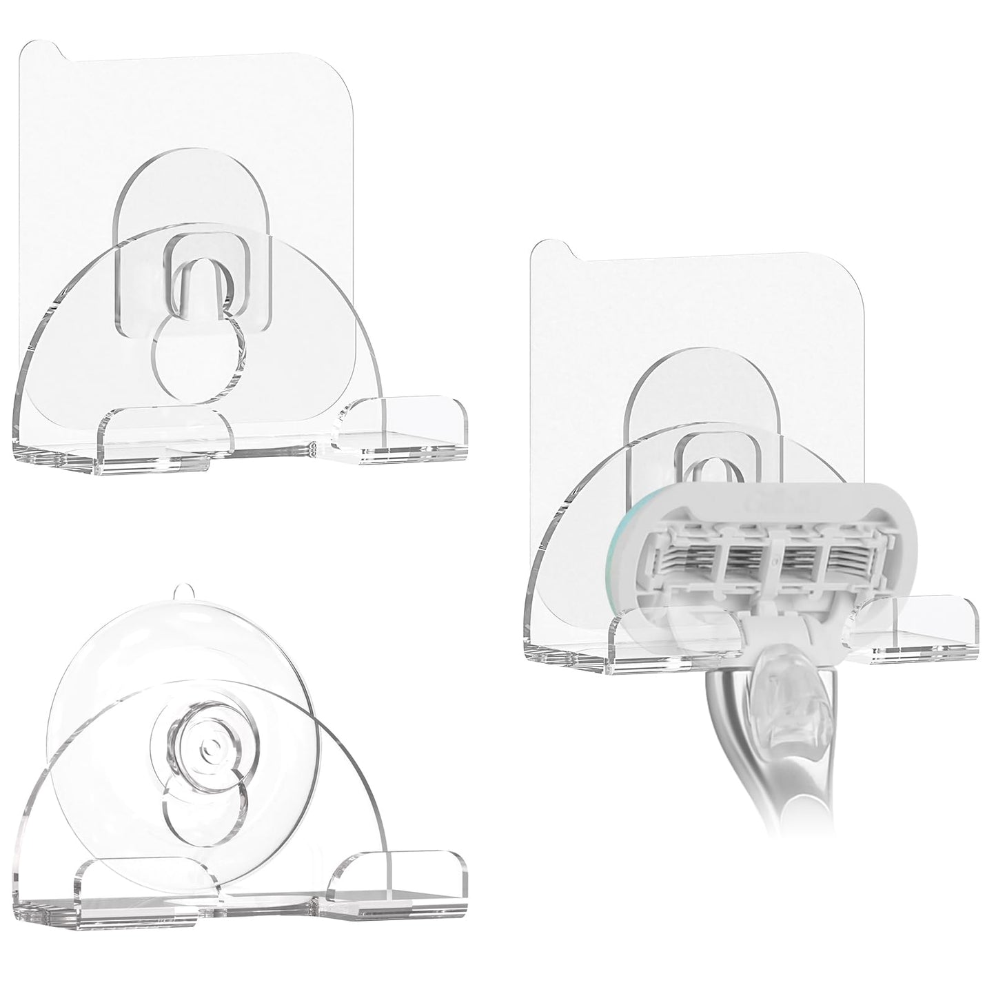 Linkidea 3 Pack Bathroom Razor Holder, Suction Cup & Adhesive Wall Mount Shaver Organizer, Compatible with Fusion 5, ProGlide Shield, Vector 3, Sensor Beauty and Personal Care Linkidea