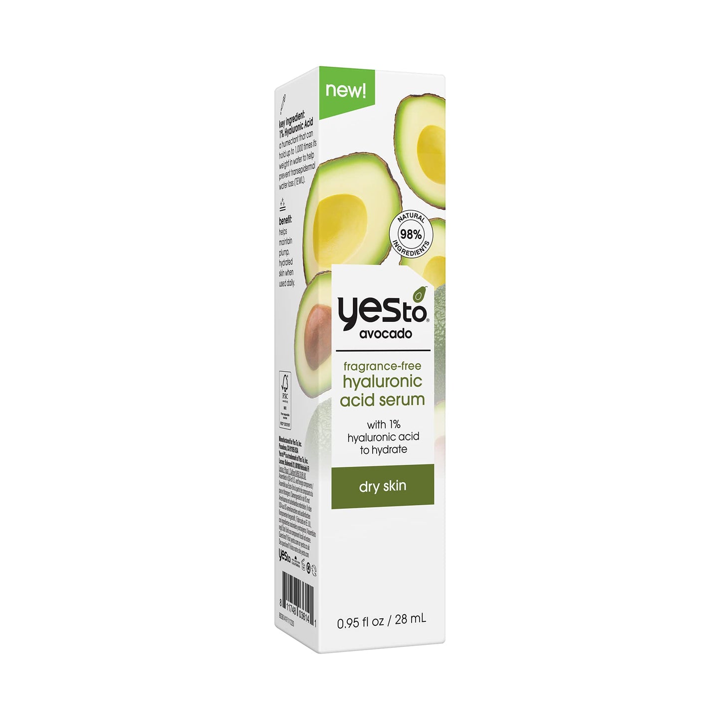 Yes To Avocado Fragrance-Free Hyaluronic Acid Serum, Deeply Nourishing Formula Helps Attract & Infuse Dry, Parched Skin With Moisture & Omega-3 Fatty Beauty & Personal Care Yes To