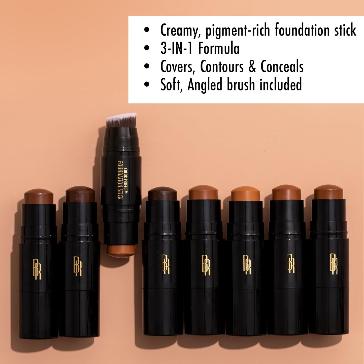 Black Radiance Color Perfect Foundation Stick with Soft Brush Applicator Duo - Buildable, Blendable Versatile Pigment-Rich Formula - Cocoa Bean Beauty & Personal Care Black Radiance