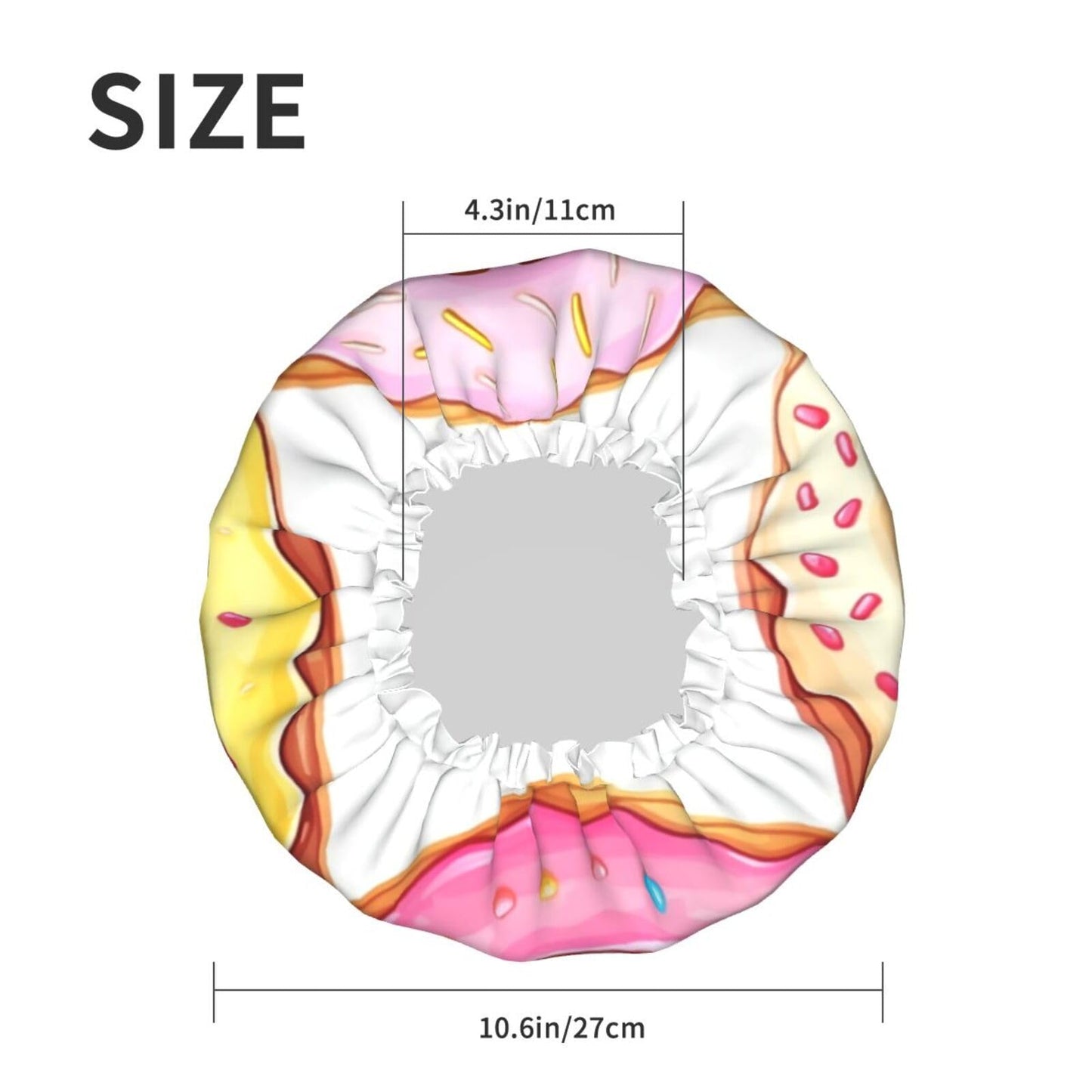 Cute Donuts Shower Cap for Women Men Large Reusable Shower Bonnet Double-Layer Waterproof Bath Caps Elastic Band Hair Hat for All Hairstyles Beauty and Personal Care BWLHJKE