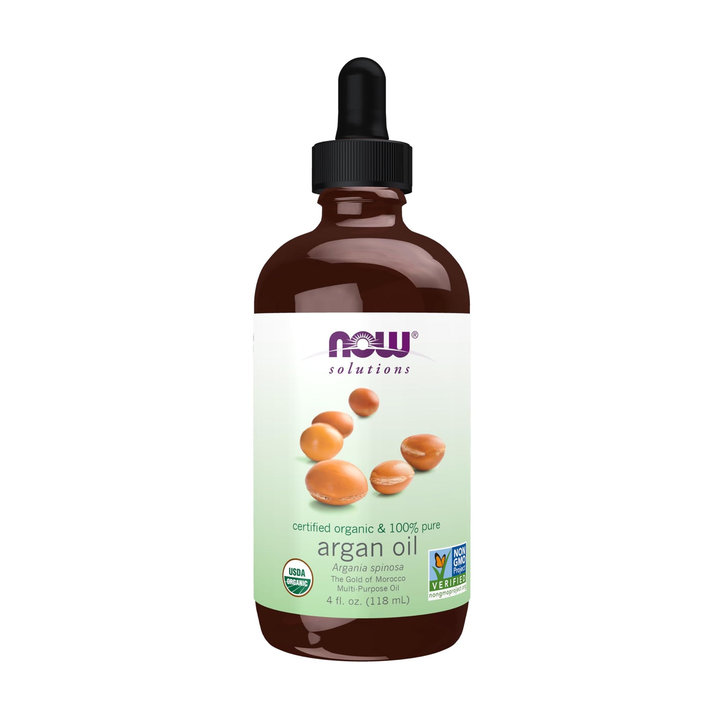 NOW Foods Solutions, Organic Argan Oil, Certified Organic and 100% Pure, "Gold of Morocco" Multi-Purpose Oil, 4-Ounce Beauty & Personal Care NOW Foods