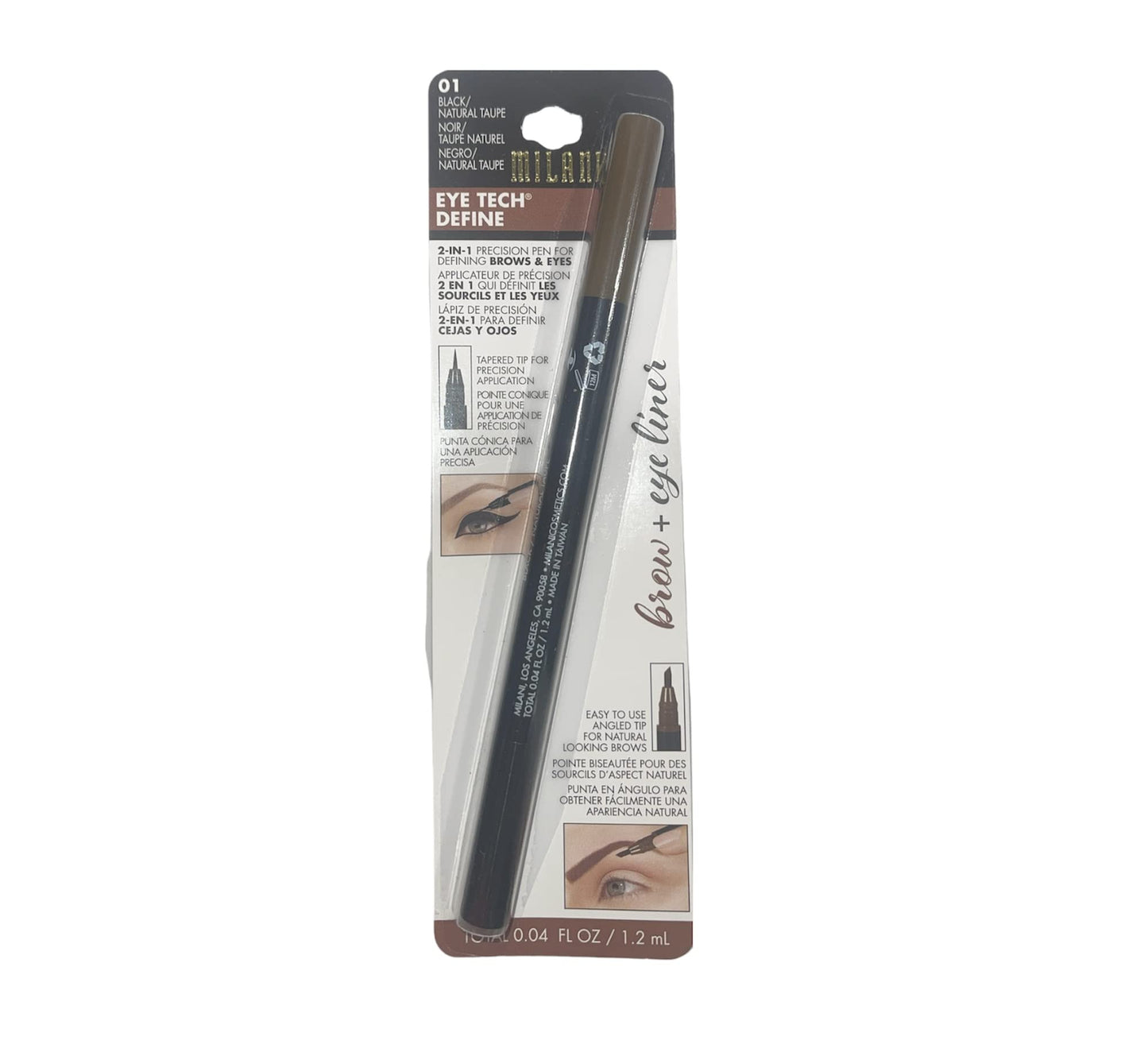 Milani Eye Tech Define - 2-in-1 Brow + Eyeliner Felt-tip Pen, Natural Taupe/Black, 0.04 Fluid Ounce Beauty & Personal Care Milani