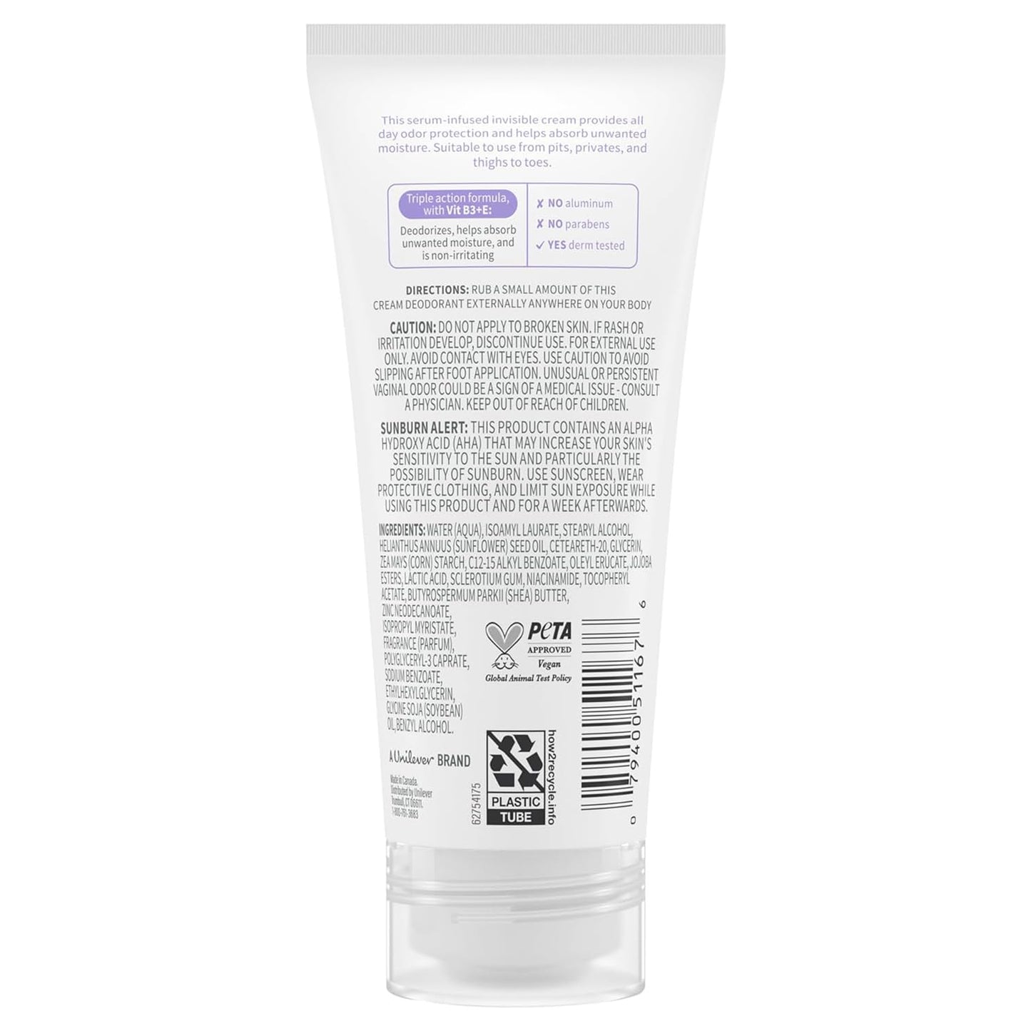 Dove Whole Body Deo Aluminum Free Invisible Cream Deodorant Coconut & Vanilla for 72h Odor Control, 2.5 oz (Pack of 2) Beauty and Personal Care Dove